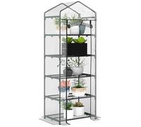 Outsunny Mini Serra da Giardino a 5 Ripiani, Serra da Balcone e Terrazza per Piante Orto, Struttura in Acciaio e Copertura in PVC, 69x49x193cm