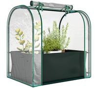 Outsunny Mini Serra da Giardino con Borsa per la Coltivazione, Serra per Orto con Porta Avvolgibile,Struttura in Acciaio, Copertura in Plastica, per Orto Verdure Fiori Piante, Verde Scuro