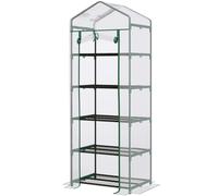 Outsunny Mini Serra da Giardino e Terrazza in tubi per Orto a 5 Ripiani in Acciaio con Copertura in PVC, 69x49x193cm Aosom Italy