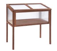 Outsunny Mini Serra da Giardino Letto per Orto Rialzato per Piante Struttura in Legno e Policarbonato con Tetto Apribile e Inclinato, 90x50x93cm