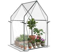 Outsunny Mini Serra da Giardino Verticale PE 90x90x145cm Trasparente | Serra da Balcone, 2 Porte Avvolgibili, Copertura in PE