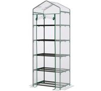 Outsunny Mini Serra in tubi per Orto a 5 Ripiani con Copertura in PVC, per Giardino e Terrazza, 69x49x193cm, Trasparente Aosom Italy