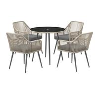 Outsunny Mobili da Giardino 5 pz con 4 Sedie da Esterno e Tavolo Rotondo