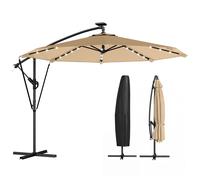 Outsunny Ombrellone 2.95m con LED Solari, Ombrellone Esterni