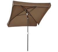 Outsunny Ombrellone 2x2 m da Esterno con Tettuccio Quadrato, Regolabile e Portatile, in Metallo e Poliestere, Caffè
