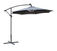 Outsunny Ombrellone a Braccio con Manovella e 8 Strisce LED Ø3x2.5 m