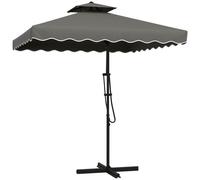 Outsunny Ombrellone a Braccio Doppio Tetto e Apertura Manovella 2.5x2.5m Grigio