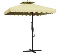 Outsunny Ombrellone a Braccio Doppio Tetto e Apertura Manovella 2.5x2.5m Grigio