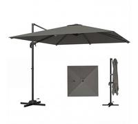 Outsunny Ombrellone a Braccio Inclinabile 3x3 m con Base a Croce Grigio Scuro