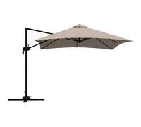 Outsunny Ombrellone 3x3 m a 8 Stecche con Pedale e Manovella, Ombrellone a Braccio in Alluminio e Poliestere, color Khaki