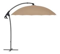 Outsunny Ombrellone a Sbalzo 2.7 m con Base a Croce, Ombrellone da Giardino con Apertura a Manovella e 16 Stecche in Fibra di Vetro, Cachi