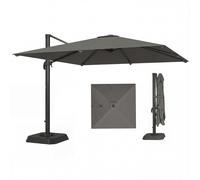 Outsunny Ombrellone a Sbalzo 3x3 m con Base a Croce Riempibile Grigio Scuro