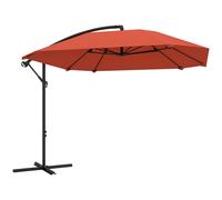 Outsunny Ombrellone a Sbalzo con Copertura Regolabile e Base a Croce Rosso