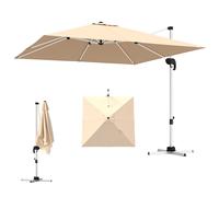 Outsunny Ombrellone a Sbalzo Inclinabile con Manovella e Base a Croce Cachi