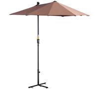 Outsunny Ombrellone a Semicerchio con Manovella, Tetto Anti UV, 7 Stecche, Caffè