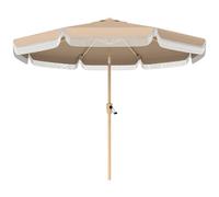 Outsunny Ombrellone da esterno, Ø266x238 cm, ombrellone da giardino con angolo regolabile a 30°, manovella, frange e ventilazione, impermeabile, parasole per terrazza, spiaggia, patio, balcone, color