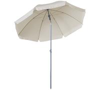 Outsunny Ombrellone da Spiaggia Ø2x2.3 m con Tettuccio Inclinabile, Ombrellone da Mare con 8 Stecche in Metallo e Poliestere, Bianco Crema