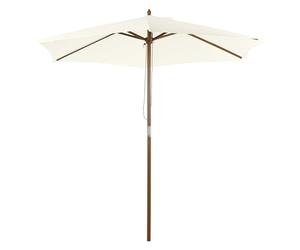 Outsunny Ombrellone da Giardino 2.5x2.3m, Ombrellone Parasole a 6 Stecche in Legno e Poliestere, Crema