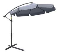 Outsunny Ombrellone da Giardino Ø2.7x2.7m a Braccio Apertura a Manovella Caffè