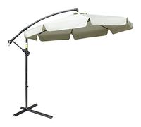 Outsunny Ombrellone da Giardino 2.7x2.7m con Tettuccio Regolabile, Base a Croce, Prese d'Aria, Manovella, Ombrellone Decentrato Inclinabile in Metallo e Poliestere, per Cortile Terrazza, Beige