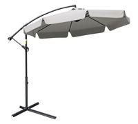 Outsunny Ombrellone da Giardino 2.7x2.7m con Tettuccio Regolabile, Base a Croce, Prese d'Aria, Manovella, Ombrellone Decentrato Inclinabile in Metallo e Poliestere, per Cortile Terrazza, Grigio Chiaro