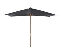 Outsunny Ombrellone da Giardino 2x3 m con Corda e Prese d'Aria, Ombrellone da Esterno con 6 Stecche in Legno, Bambù e Poliestere 180g/㎡, per Cortile, Terrazza e Balcone, Grigio Scuro