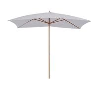 Outsunny Ombrellone da Giardino 2x3 m con Corda e Prese d'Aria, Ombrellone da Esterno con 6 Stecche in Legno, Bambù e Poliestere 180g/㎡, per Cortile, Terrazza e Balcone, Bianco