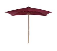 Outsunny Ombrellone da Giardino 2x3 m con Corda e Prese d'Aria, Ombrellone da Esterno con 6 Stecche in Legno, Bambù e Poliestere 180g/㎡, per Cortile, Terrazza e Balcone, Rosso Scuro
