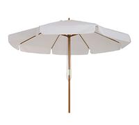 Outsunny Ombrellone da Giardino Ø3.25m con Corde, Apertura Regolabile e Prese d'Aria, Ombrellone da Esterno con 8 Stecche in Legno, Bambù e Poliestere 180g/㎡, per Cortile, Terrazza e Balcone, Crema