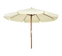 Outsunny Ombrellone da Giardino Ø3.25m con Corde, Apertura Regolabile e Prese d'Aria, Ombrellone da Esterno con 8 Stecche in Legno, Bambù e Poliestere 180g/㎡, per Cortile, Terrazza e Balcone, Beige