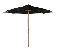Outsunny Ombrellone da Terrazzo Ø3m in Poliestere Palo in Legno 8 Stecche Nero