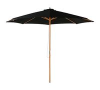 Outsunny Ombrellone da Giardino Ø3m con Corda e Apertura Regolabile, Ombrellone da Esterno con 8 Stecche in Legno, Bambù e Poliestere 180g/㎡, per Cortile, Terrazza e Balcone, Nero