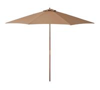 Outsunny Ombrellone da Giardino Ø3m con Corda e Apertura Regolabile, Ombrellone da Esterno con 8 Stecche in Legno, Bambù e Poliestere 180g/㎡, per Cortile, Terrazza e Balcone, Cachi