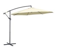 Outsunny Ombrellone Decentrato da Giardino con Base a Croce Inclusa, in Metallo e Poliestere, 3x2.5 m, Beige
