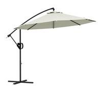 Outsunny Ombrellone da Giardino Ø3x2.6 m a 8 Stecche con Base a Croce, Ombrellone Decentrato per Giardino e Terrazza in Alluminio, Metallo e Poliestere 180g/m², Bianco Crema