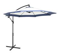 Outsunny Ombrellone da Giardino Ø3x2 m a Braccio con Base a Croce Blu e Crema
