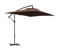 Outsunny Ombrellone da Giardino 3x2 m con Prese d'Aria Manovella Marrone | Base a Croce, Ombrellone Decentrato, Acciaio e Poliestere 160 g/㎡, Protezione UV, per Terrazza e Balcone