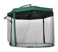 Outsunny Ombrellone a Braccio 3x3 m con Apertura a Manovella e Zanzariera Verde