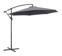 Outsunny Ombrellone da Giardino 3x3m con Tettuccio Regolabile, Base a Croce, Prese d'Aria, Manovella, Ombrellone Decentrato Inclinabile in Acciaio e Poliestere, per Cortile Terrazza, Grigio