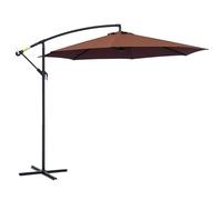 Outsunny Ombrellone da Giardino 3x3m con Tettuccio Regolabile, Base a Croce, Prese d'Aria, Manovella, Ombrellone Decentrato Inclinabile in Acciaio e Poliestere, per Cortile Terrazza, Marrone