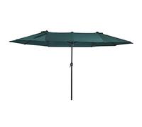 Outsunny Ombrellone da Giardino 455x265x238cm Doppio con Apertura a Manovella, Acciaio e Poliestere Verde Scuro