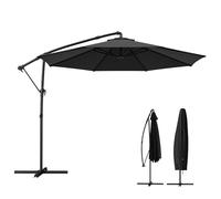 Outsunny Ombrellone da Giardino a Sbalzo 3x3m con Tettuccio Regolabile, Base a Croce, Prese d'Aria, Manovella, Ombrellone Decentrato Inclinabile in Metallo e Poliestere, per Cortile Terrazza, Nero