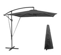 Outsunny Ombrellone da Giardino Decentrato 2.47x2.47 m Inclinabile, Ombrellone da Esterno con Base a Croce, Corde Antivento, Copertura Protettiva, per Piscina Terrazzo, Protezione UV, Grigio Scuro