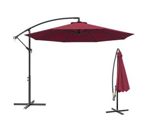 Outsunny Ombrellone da Giardino Decentrato 3x3m Inclinabile Rosso Scuro
