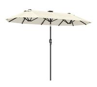 Outsunny Ombrellone da Giardino Doppio 2.92x1.5 m con Luci LED e Manovella Beige