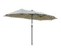 Outsunny Ombrellone da Giardino Doppio 4.5x2.65 m LED Solare Grigio Chiaro