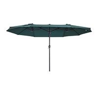 Outsunny Ombrellone da Giardino 455x265x238cm Doppio con Apertura a Manovella, Acciaio e Poliestere Verde Scuro
