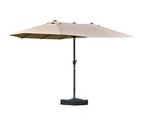 Outsunny Ombrellone da Giardino Doppio 460x270cm, Ombrellone da Esterno con Apertura a Manovella, Base a Croce e Zavorra, Acciaio e Poliestere Khaki