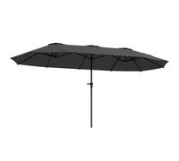 Outsunny Ombrellone Da Giardino Doppio con Prese d'Aria Nero e Grigio Scuro