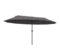 Outsunny Ombrellone da Giardino Doppio da Giardino 4.6x2.7 m a 12 Stecche con Prese d'Aria e Manovella, Ombrellone per Esterno in Acciaio e Poliestere, Anti UV, per Balcone e Terrazza, Grigio